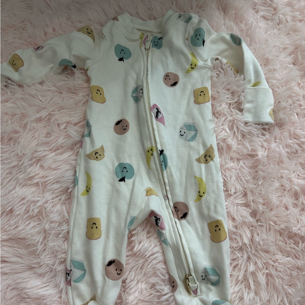 Playful Fruit Print Kids Footie Pajamas